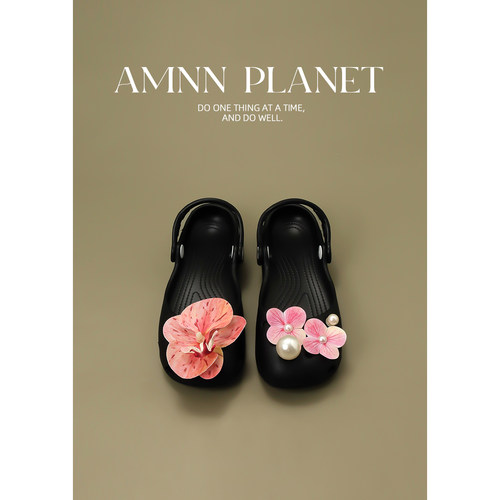 AMNN 原创甜美珍珠花朵芭蕾洞洞鞋2026夏季新款外穿玛丽珍沙滩鞋