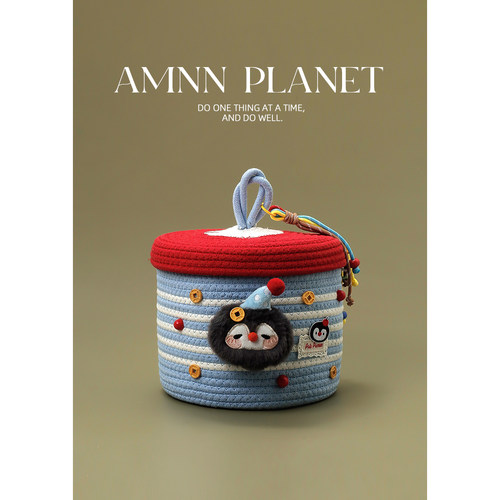 AMNN 可爱金币企鹅大容量收纳桶高颜值客厅卧室杂物零食玩具收纳