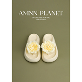 AMNN 子 外穿厚底踩屎感夹脚凉拖鞋 原创花朵人字拖女2025夏季 新款