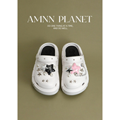 AMNN 甜酷星星厚底洞洞鞋 女链条Y2K辣妹风夏外穿增高百搭包头半拖