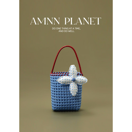 AMNN 清新花朵镂空编织手提包2026新款小众百搭海边度假手拎包包