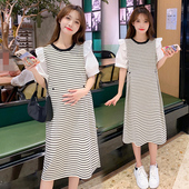 孕妇装 孕妇夏季 新款 2026时尚 条纹T恤宽松夏天裙子女 连衣裙中长款