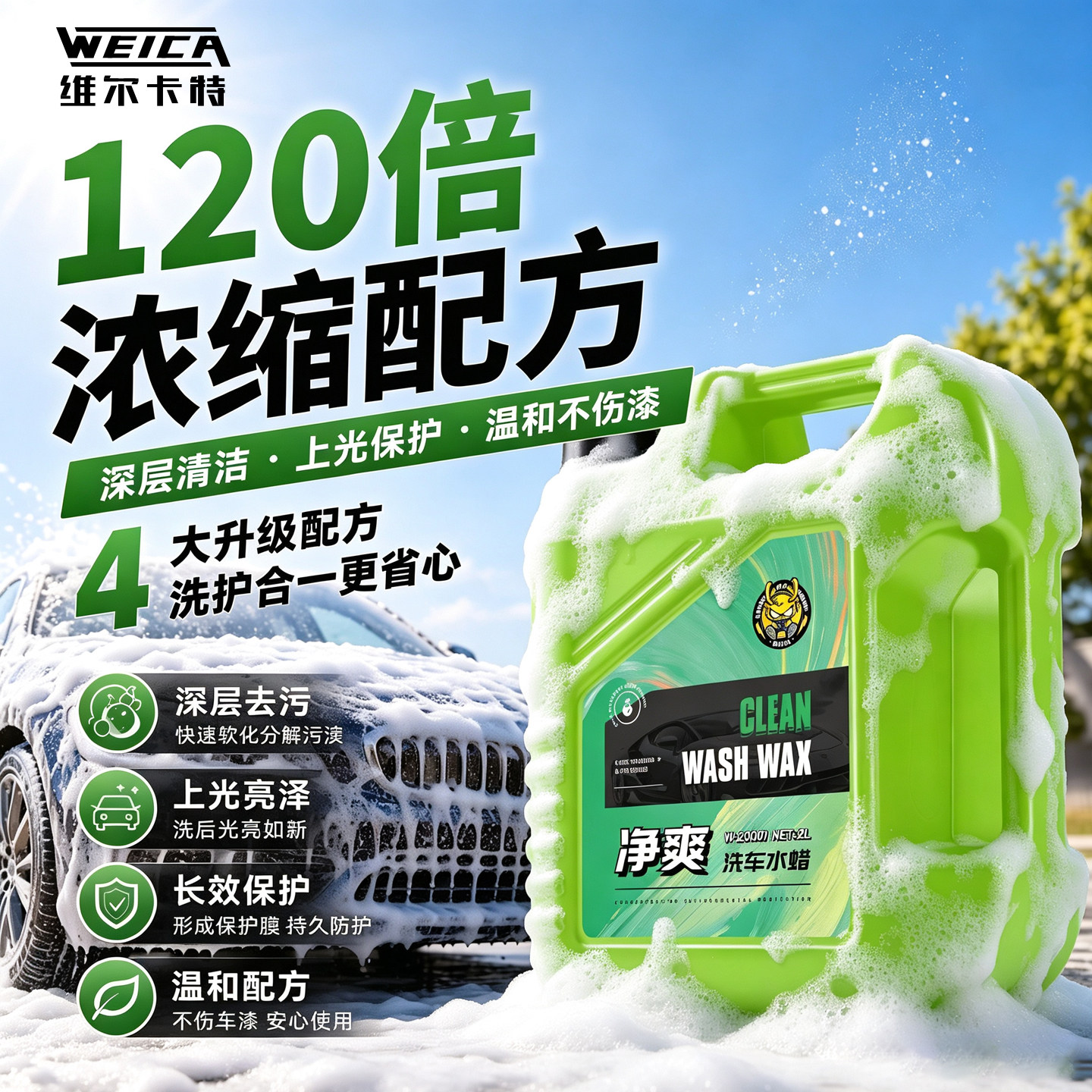 汽车洗车液水蜡高泡沫专用强力去污免擦拭三合一喷壶清洗清洁剂