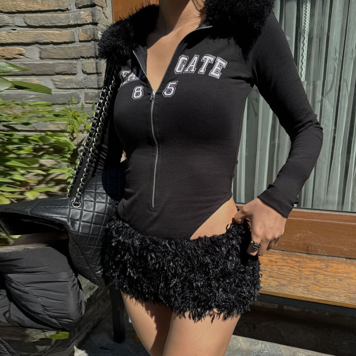 辣妹加厚毛绒短裙春秋百搭半身裙女欧美风外贸流苏设计感外穿短裤