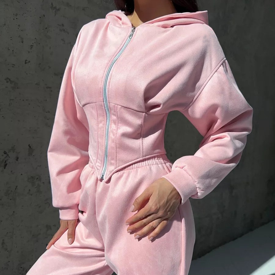 跨境外贸收腰秋冬连帽卫衣欧美长裤套装Sweatshirt and pants set