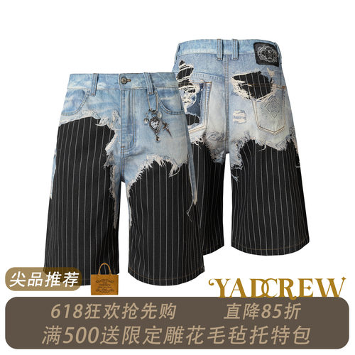 YADcrew3D打印破洞牛仔短裤