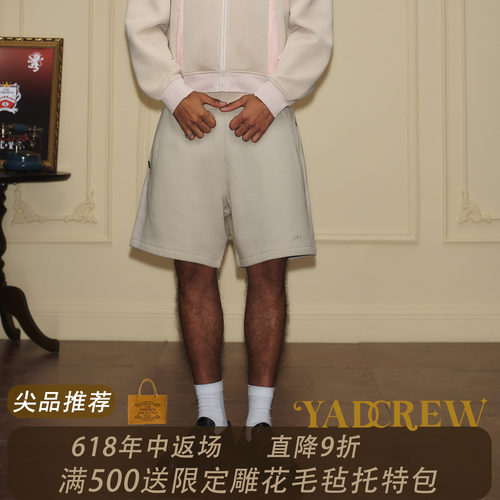 YADcrew括号拼图印花针织短裤美式运动风五分裤男夏季休闲多色