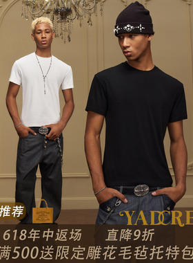 【春现货】YAD恶搞雪山印花罗纹修身精简日常搭配短袖T恤男圆领