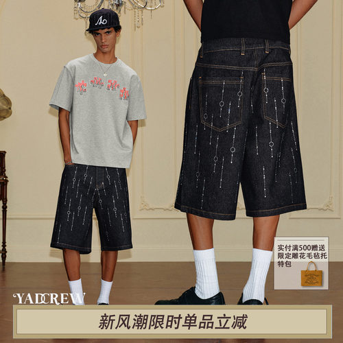 YADCREW坠落银河满钻牛仔短裤