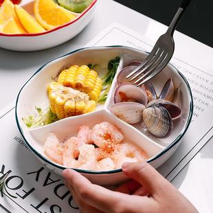 饭菜分离碗家用2023新款 餐具陶瓷分格碗儿童分餐三格碗水果分菜盘