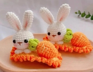 成品纯手工毛线钩织发夹可爱兔耳朵小草立体发卡星黛露毛线BB夹