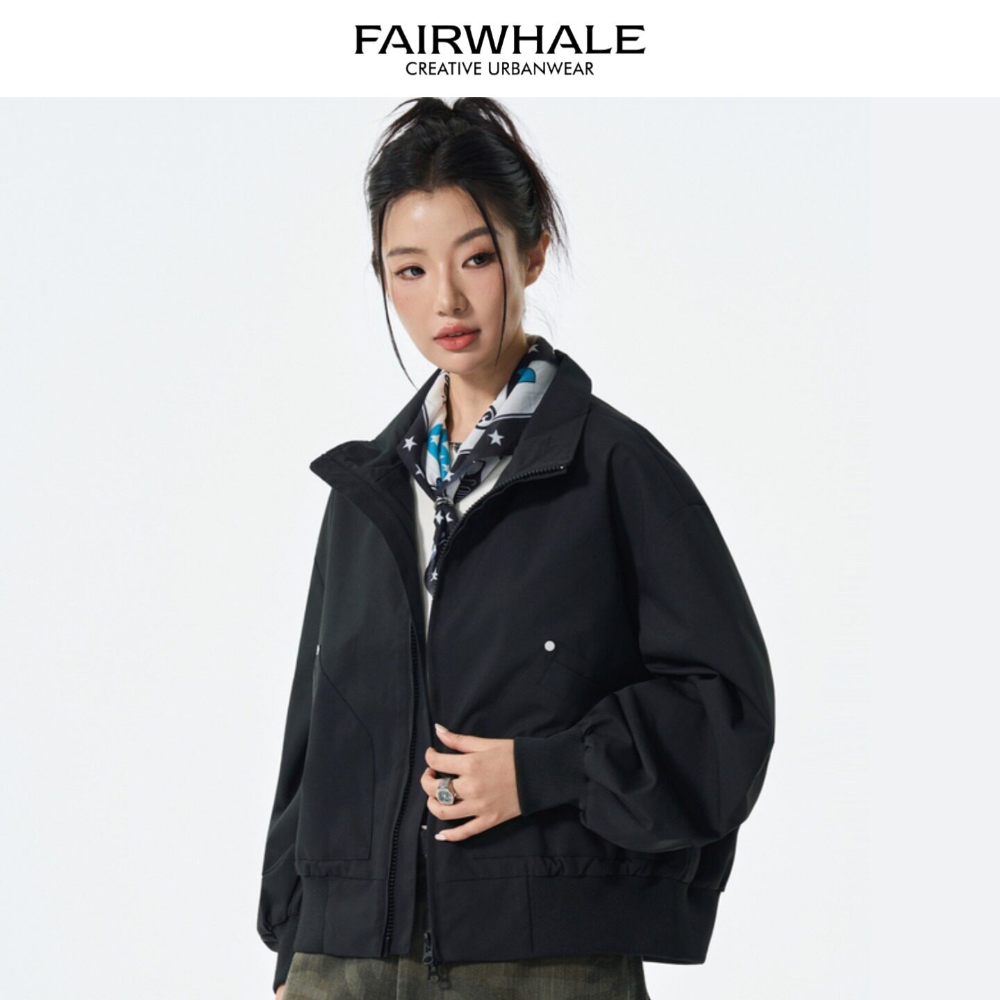 马克华菲美式复古立领棒球服外套女2025新款春秋宽松休闲百搭夹克