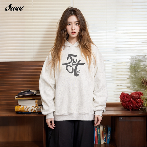 秋冬连帽加绒上衣服oversize宽松