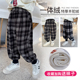儿童加绒裤 小童休闲裤 子冬一体绒女童洋气特厚格子裤 男童加厚长裤