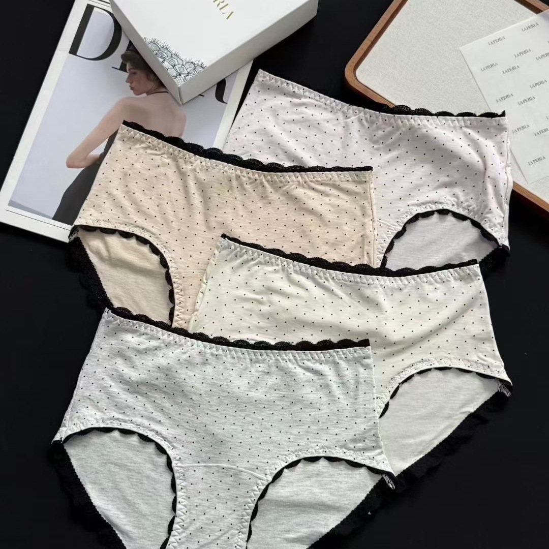 【DY】四条装！LP法式蕾丝波点纯欲系女士内裤无痕轻柔面料柔软