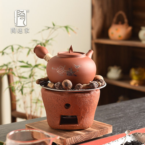 陶迷围炉煮茶朱泥手工炭炉全套