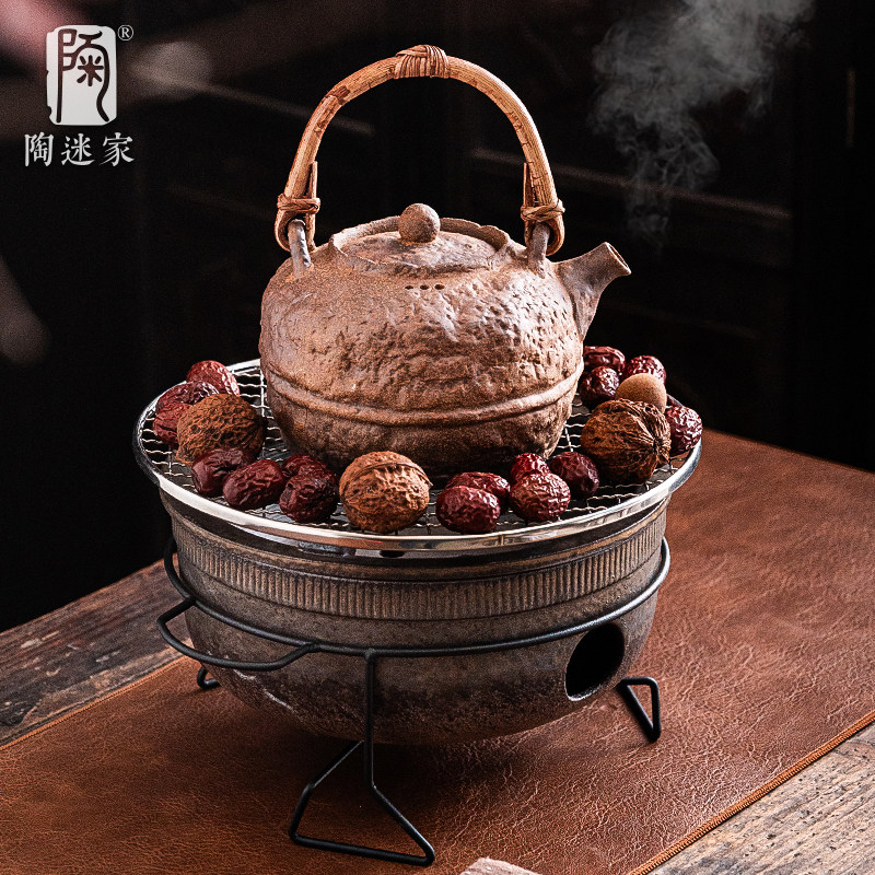 陶迷鎏金铁釉炭炉围炉煮茶罐罐茶壶大号烧水壶室外取暖烤火炉茶具,餐饮具,煮茶炉,淘宝优惠券,粉丝福利购,淘宝优惠卷