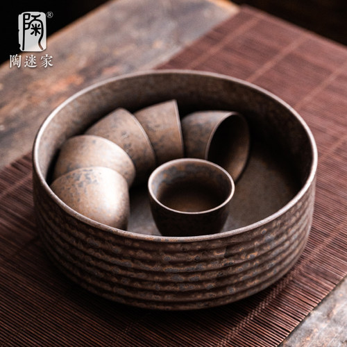 陶迷鎏金铁釉茶洗废水茶渣缸