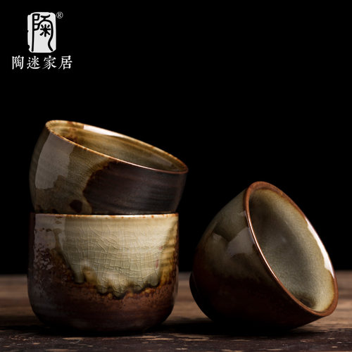 陶迷清水柴烧流釉茶杯窑变陶瓷品茗杯中式复古主人杯功夫茶具单杯 - 封面