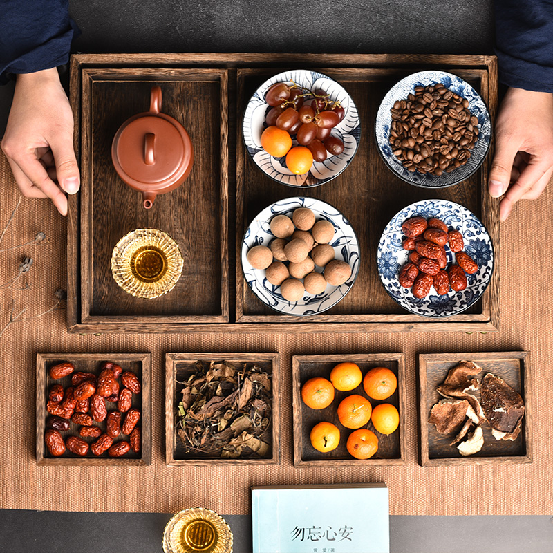陶迷日式风烧桐木水果茶托盘