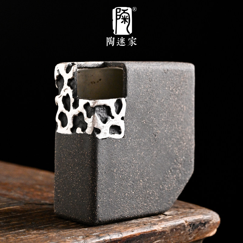 陶迷太湖石花器客厅摆件禅意花瓶