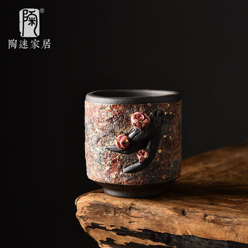 岩矿点金主人杯纯手工可养复古陶瓷杯养生功夫茶具老岩泥品茗杯