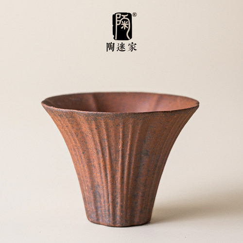陶迷粗陶花朵杯创意手工品茗杯