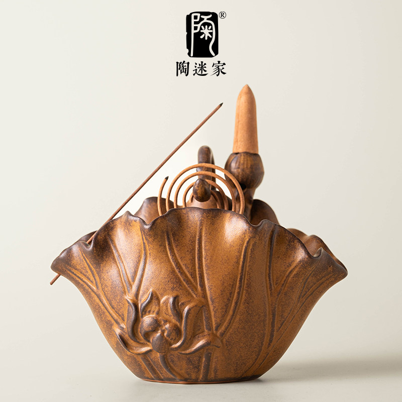 陶迷创意荷韵香炉盘香线香倒流香图片