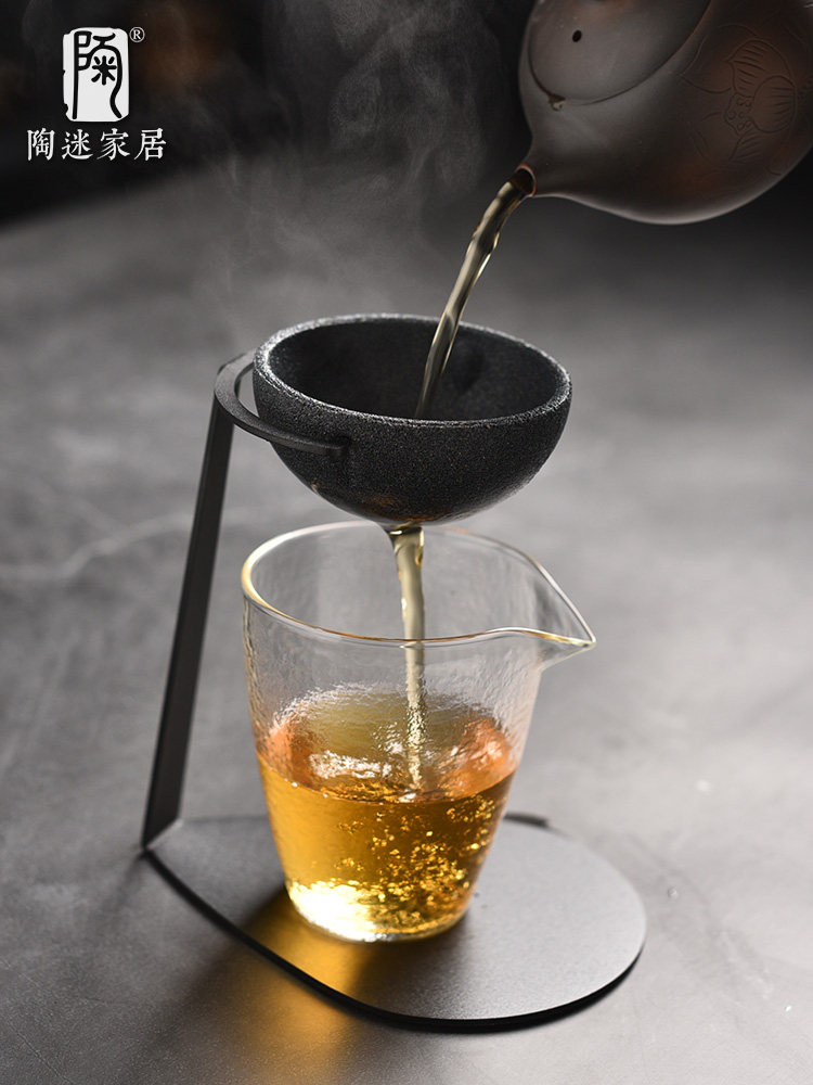 定制陶迷无孔茶漏公道杯氧化铝矿石陶瓷茶滤托架过滤器耐高温玻璃