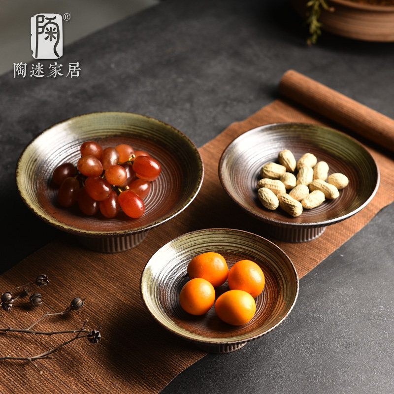 陶迷复古果盘零食收纳盘清水柴烧复古客厅干果点心盘中式陶瓷大号,餐饮具,果盆/果盘/果篮,淘宝优惠券,粉丝福利购,淘宝优惠卷