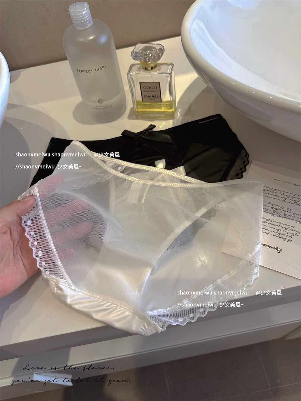 少女美屋性感蕾丝内裤女纯欲风蝴蝶结网纱透气中腰包臀三角短裤