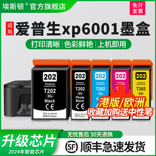 6001 T202XL墨盒 6100 专用适用epson爱普生xp6001墨盒代用墨套装 6105墨水盒 6005 6000 港版