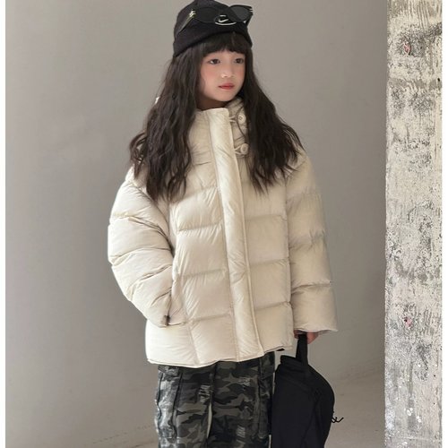 加厚男女童连帽泡芙羽绒服