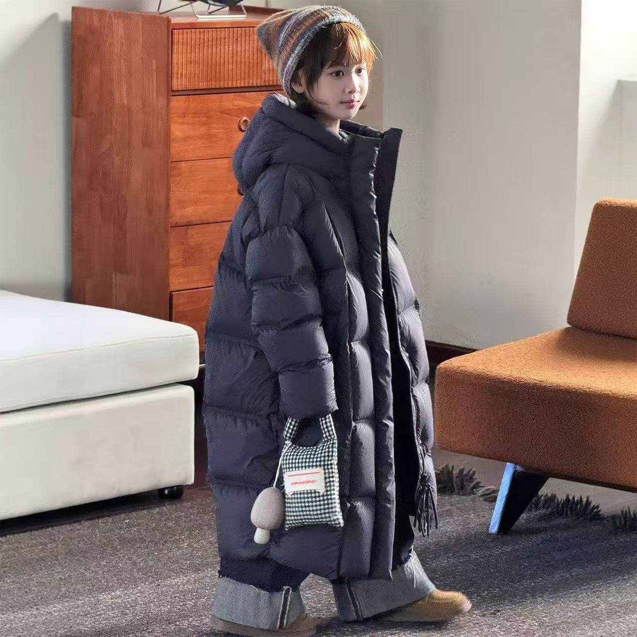 韩版冬儿童羽绒服男女童中长款加厚中大童过膝大被子宽松保暖外套