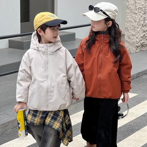 韩国儿童冲锋衣羽绒服2025冬季新款男女童中大童95白鸭绒连帽外套