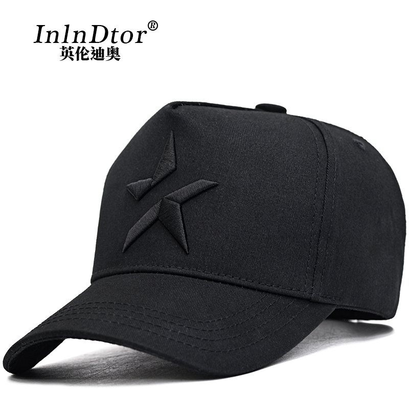 英伦迪奥品牌帽子男春夏五角星高顶黑色棒球帽硬顶宽檐男士鸭舌帽