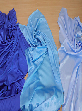 蓝色系绸布柔软亮面绸缎舞蹈表演道具大型幕布色丁布可定制尺寸