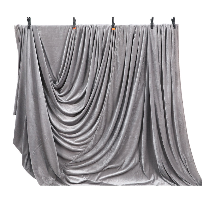 垂感银灰色金丝绒布料展会会议桌布台布婚庆装饰背景布幕布拍照布