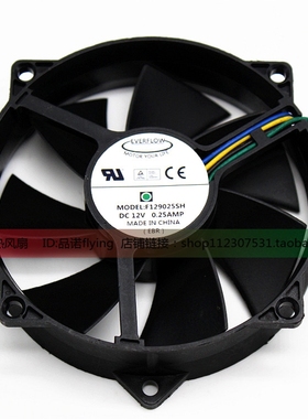 EVERFLOW F129025SH 12V 0.25A 9225 PWM温控圆形机箱CPU散热风扇