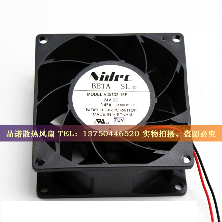 全新nidec V35132-16F 24V 0.45A 8CM 8038大风量变频器轴流风扇