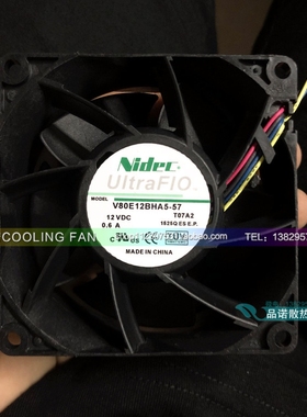 超微四路服务器器散热风扇 V80E12BHA5-57 T07 8038 12V 0.6A 4线