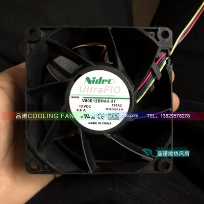 超微四路服务器器散热风扇 V80E12BHA5-57 T07 8038 12V 0.6A 4线