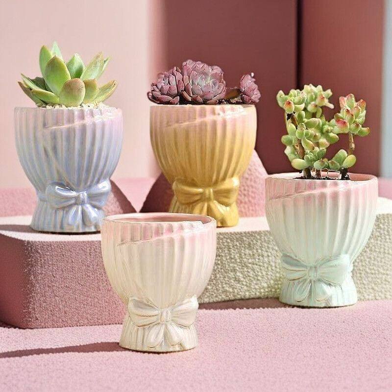 清仓蝴蝶花插品多肉花盆陶瓷复古粗陶中小口创意盆栽包邮工厂批发