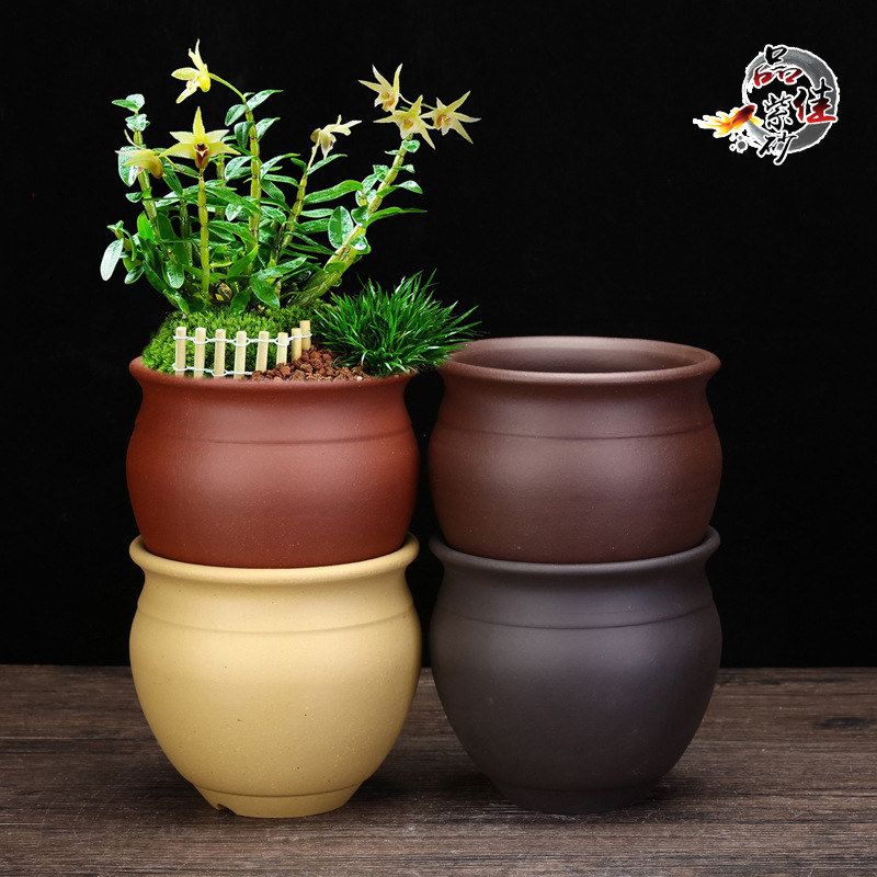 陶瓷高款创意小花盆紫砂兰花粗陶花盆高盆办公室桌面盆景厂家批发