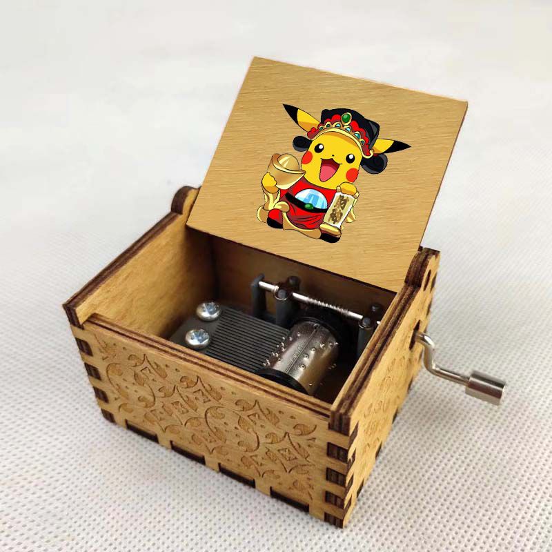 皮卡丘音乐盒精灵宝可梦动漫周边木质手摇八音盒朋友创意生日礼物