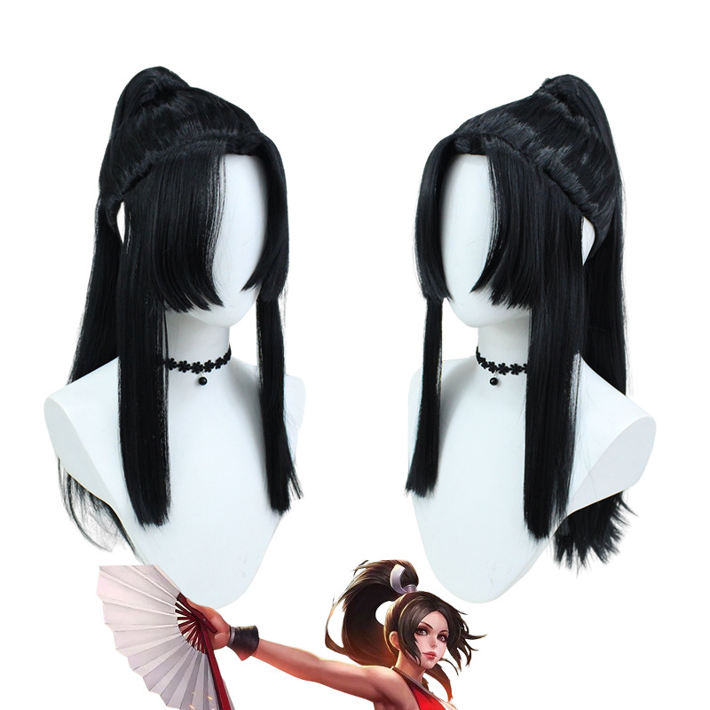 不知火舞cos假发 魅语皮肤 cosplay假发 黑色扎发