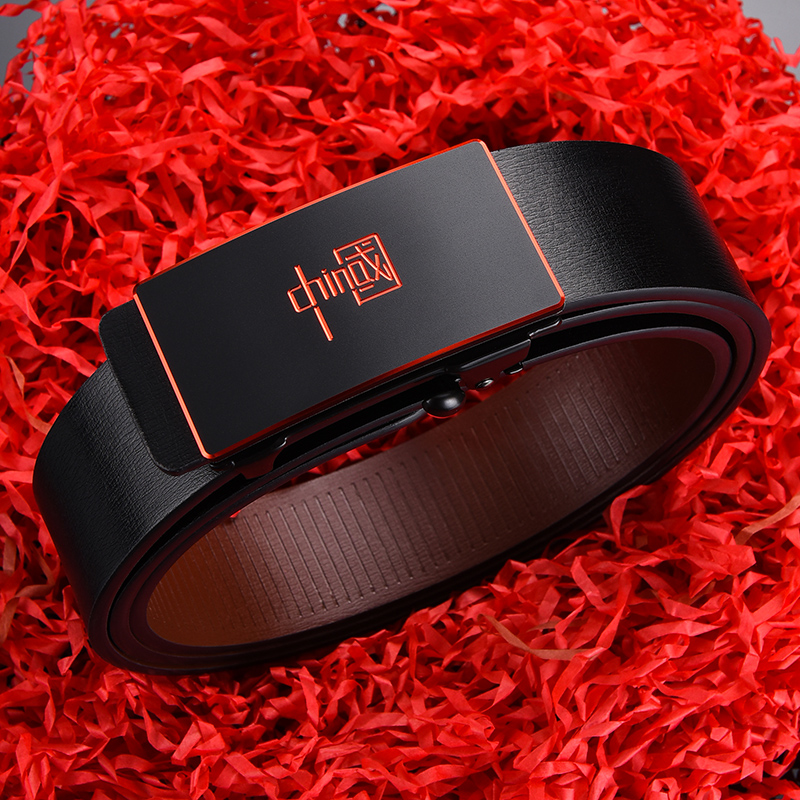 巴英达男士商务无牙自动扣皮带