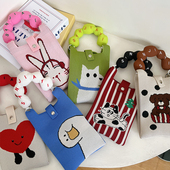 放mini小包包轻便四季 新款 条纹手机包女斜挎散步装 手提包针织包