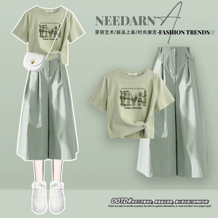 时尚潮流女童2026年新款洋气时髦套装夏中大童超好看纯棉短袖裤裙