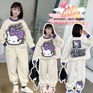 春裝 女童巨好看卡通衛(wèi)衣秋季 套裝 2025新款 洋氣時(shí)髦兩件套 中大童裝